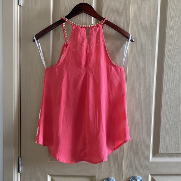 Bright pink with gold chain womens blouse, size small - Picture 2 of 2